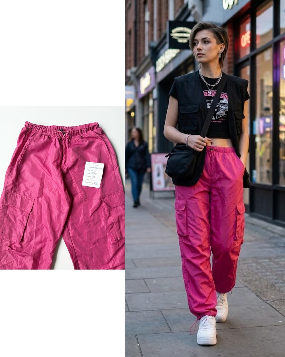 Emerson Lang Hot Pink Parachute Cargo Pants – Size M